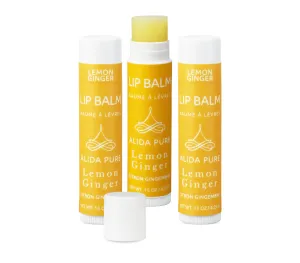 ALIDA PURE Lemon Ginger Lip Balm Collection, Vegan Lip Balm Set, Bees Wax Free, with Avocado Oil, Organic Jojoba Oil, Vitamin E, Natural Moisturizer For Dry, Cracked, or Chapped Lips, 3 Tube Set
