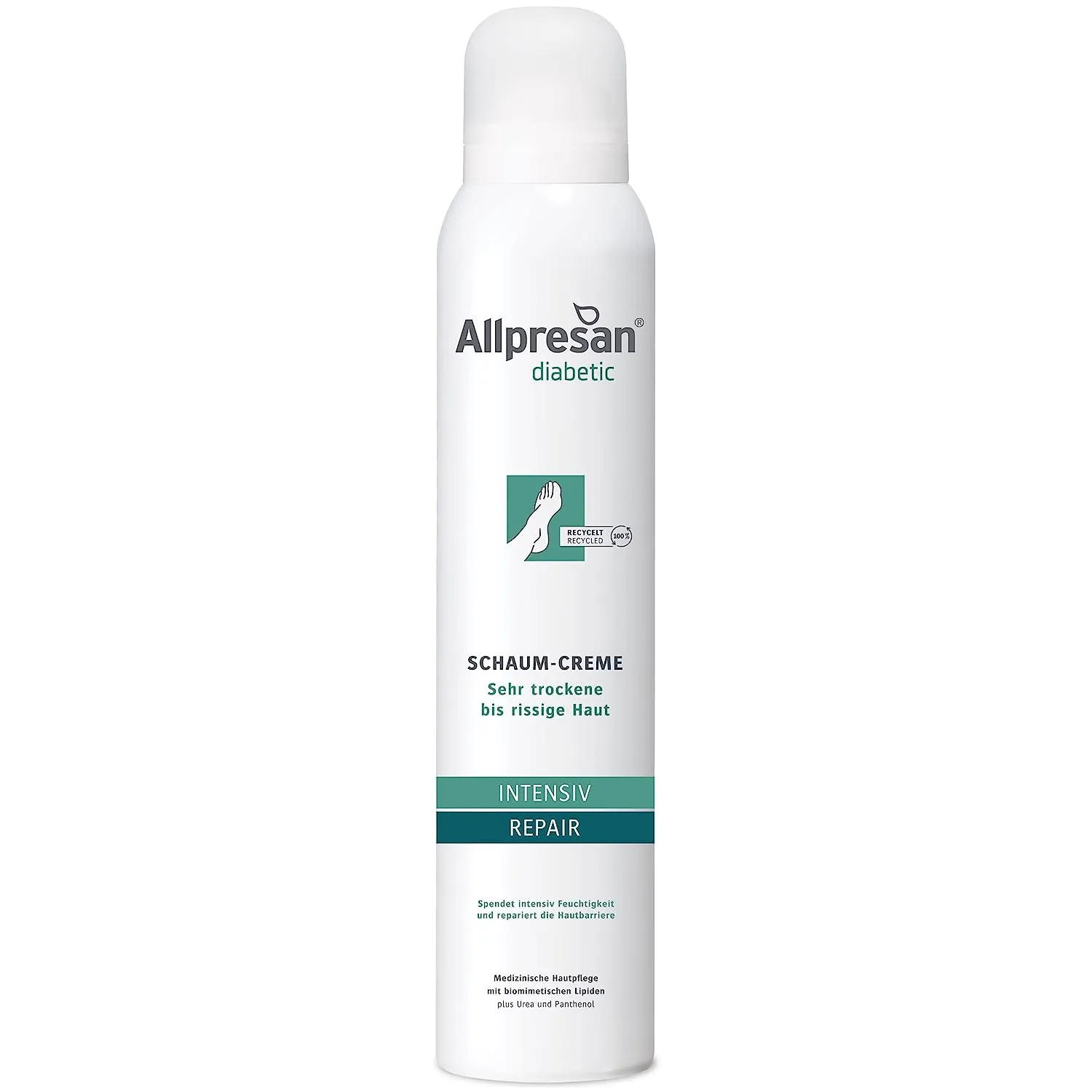 Allpresan Diabetic Foot Care - Intensive   Repair Foam Cream with Urea - Specially Formulated for Diabetes Mellitus, Nourishes Very Dry to Cracked Skin - 200 ml