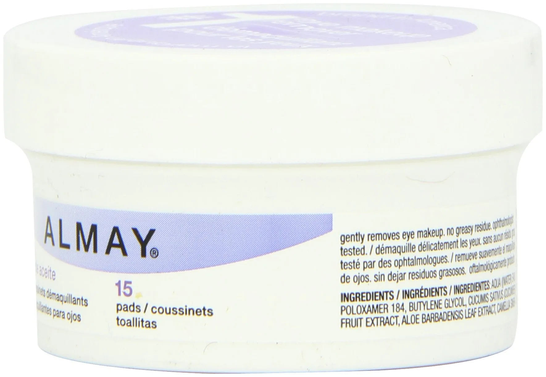 Almay Oil Free Eye Makeup Remover Pads, 15 Count in 1 box 15 Count (Pack of 1)