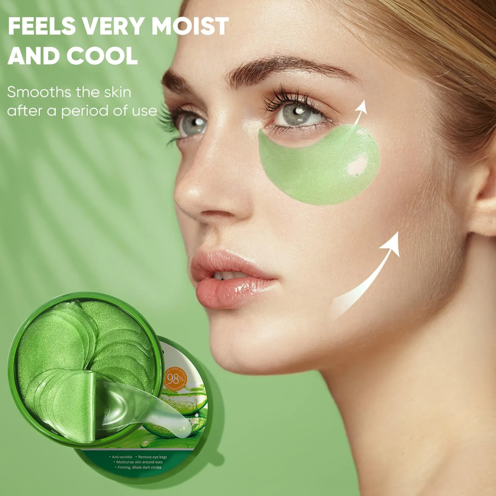 Aloe Vera Eye Mask (120 pcs) - Reduces puffiness and dark circles, firms and improves under-eye skin Under-eye patch for a rejuvenated look and minimises the appearance of fine lines and wrinkles