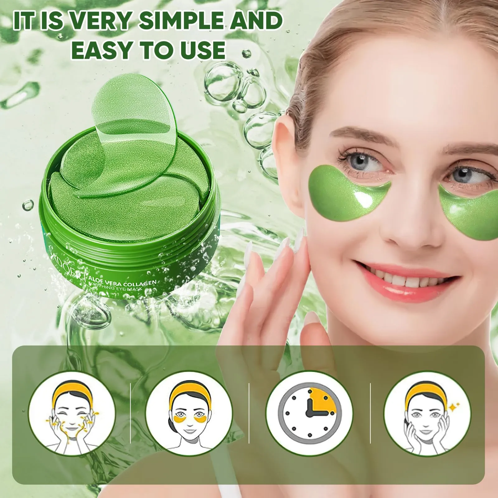 Aloe Vera Eye Mask (120 pcs) - Reduces puffiness and dark circles, firms and improves under-eye skin Under-eye patch for a rejuvenated look and minimises the appearance of fine lines and wrinkles