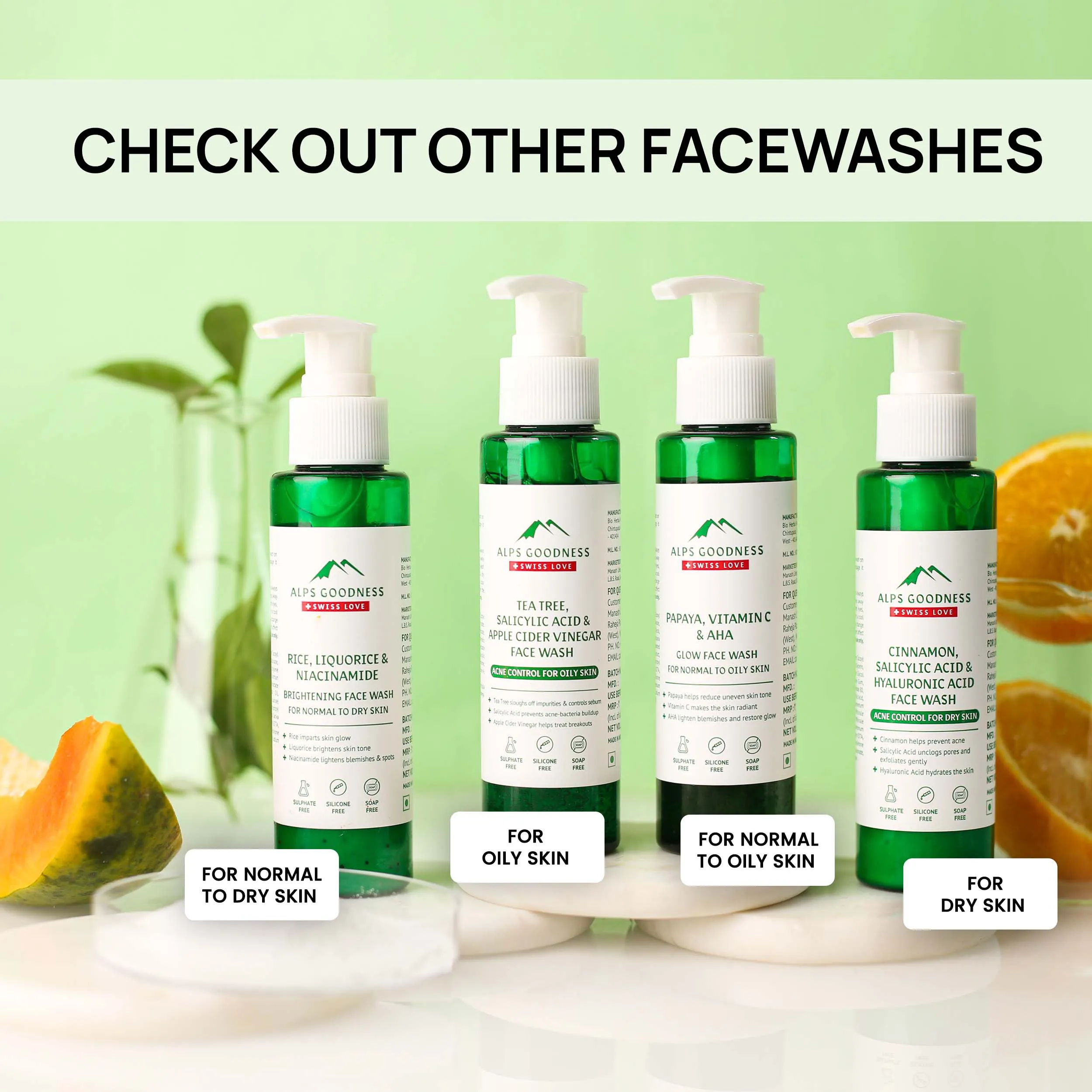 Alps Goodness Acne Control Face wash For Oily Skin with Tea Tree, Salicylic Acid & Apple Cider Vinegar (100 ml) | Suitable for Acne Prone Oily Skin | Salicylic Acid Face wash | Facewash with Salicylic Acid