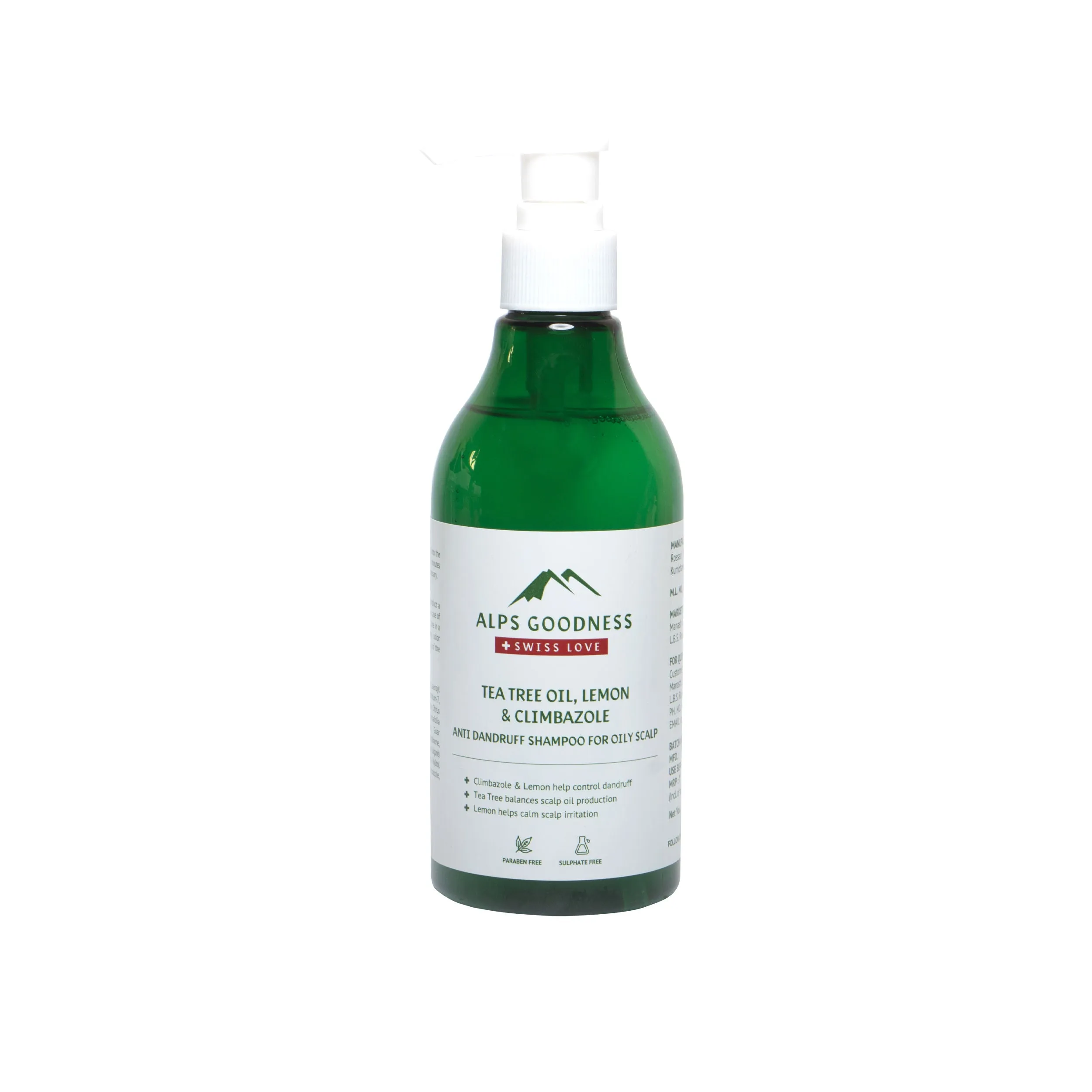 Alps Goodness Tea Tree Oil, Lemon & Climbazole Anti-Dandruff Shampoo for Oily Scalp (290ml) | Sulphate Free Shampoo| Silicone Free Shampoo | Gentle & Mild Cleansing Shampoo| Anti-Dandruff Shampoo| Shampoo for Oily Hair| Shampoo for Oily Scalp