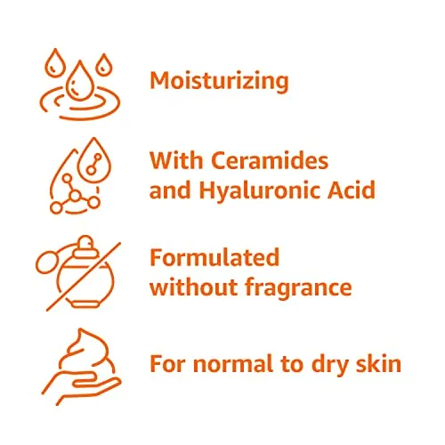 Amazon Basics Daily Moisturizing Lotion with Ceramides & Hyaluronic Acid, 12 Fluid Ounces, 1-Pack