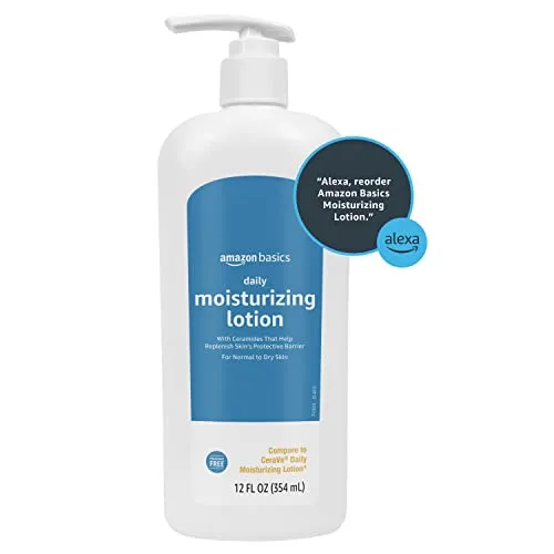 Amazon Basics Daily Moisturizing Lotion with Ceramides & Hyaluronic Acid, 12 Fluid Ounces, 1-Pack