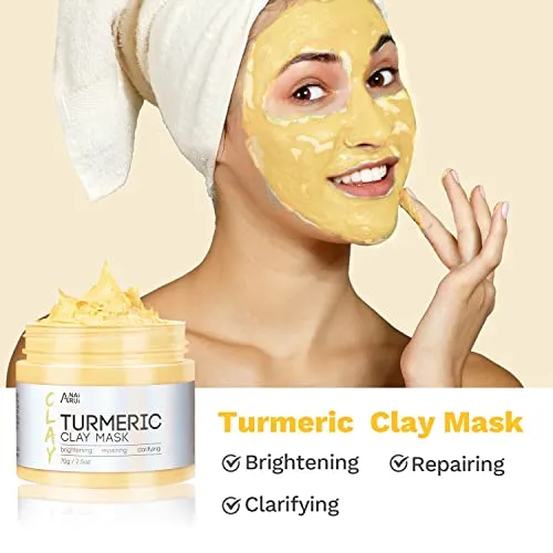 ANAI RUI Turmeric Clay Mask - Green Tea Clay Mask - Dead Sea Minerals Mud Mask, Spa Facial Mask Set, Face Mask Gift Set 2.5 oz each
