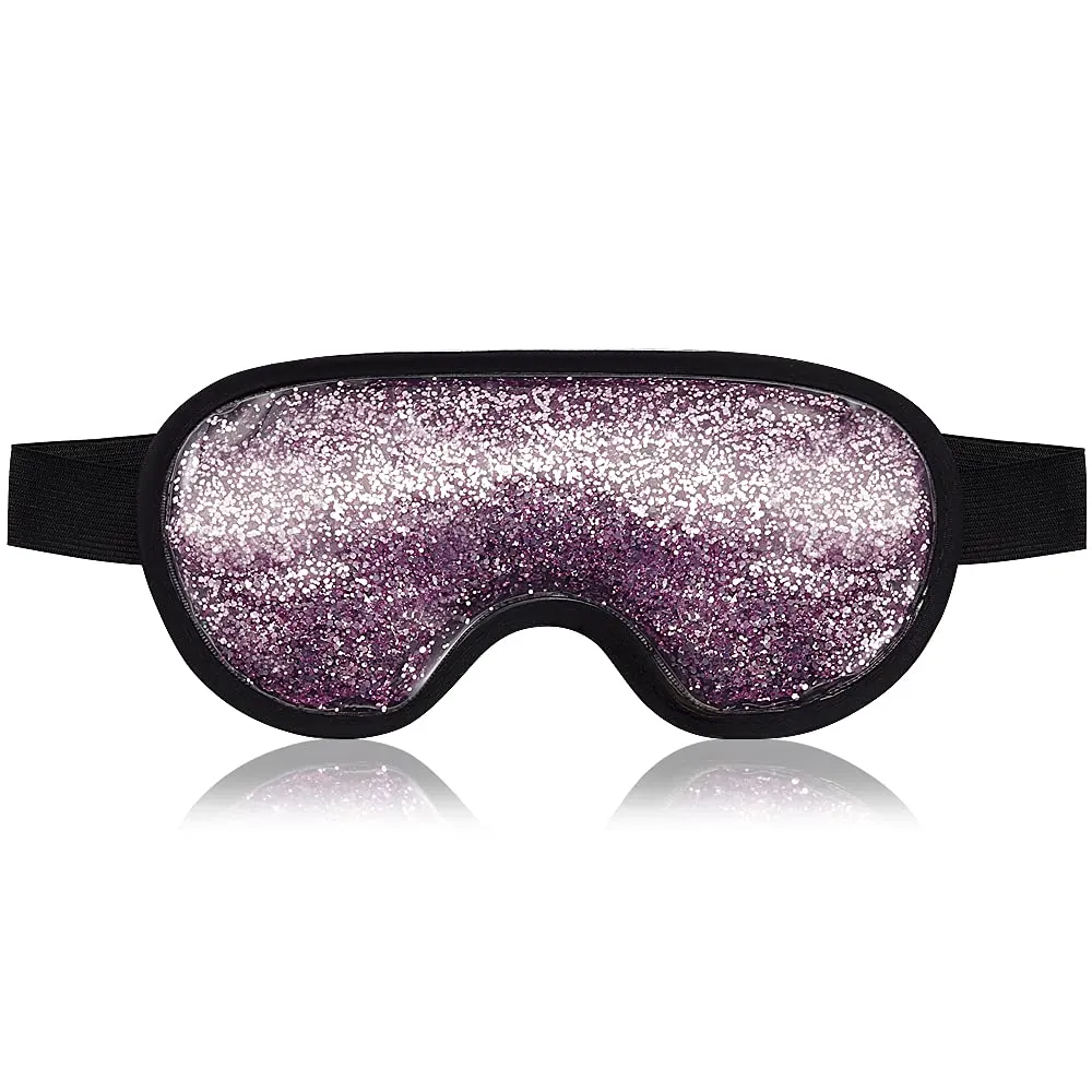 AneouLife Cooling Gel Mask for Puffy Eyes, Reusable Hot Cold Therapy Eye Mask for Migraine, Headache, Dark Circles, Dry/Swollen Eyes, Sinus Pain - Purple