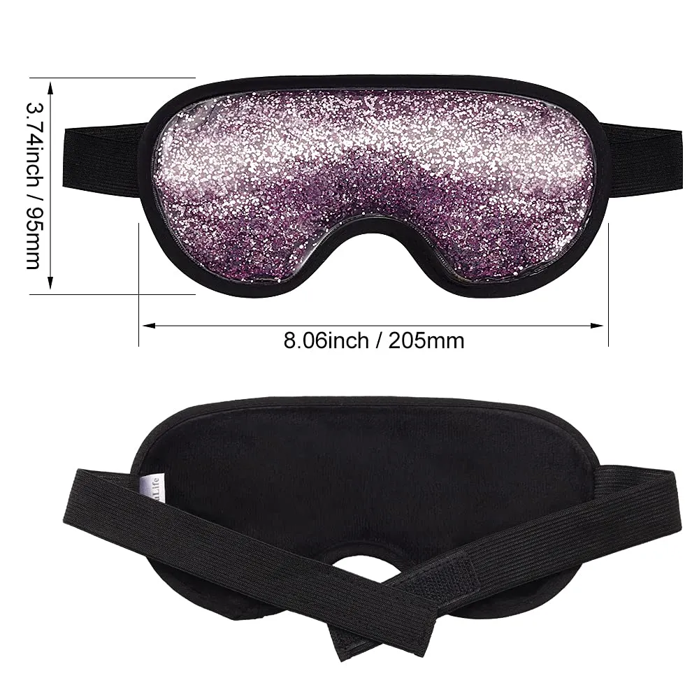 AneouLife Cooling Gel Mask for Puffy Eyes, Reusable Hot Cold Therapy Eye Mask for Migraine, Headache, Dark Circles, Dry/Swollen Eyes, Sinus Pain - Purple