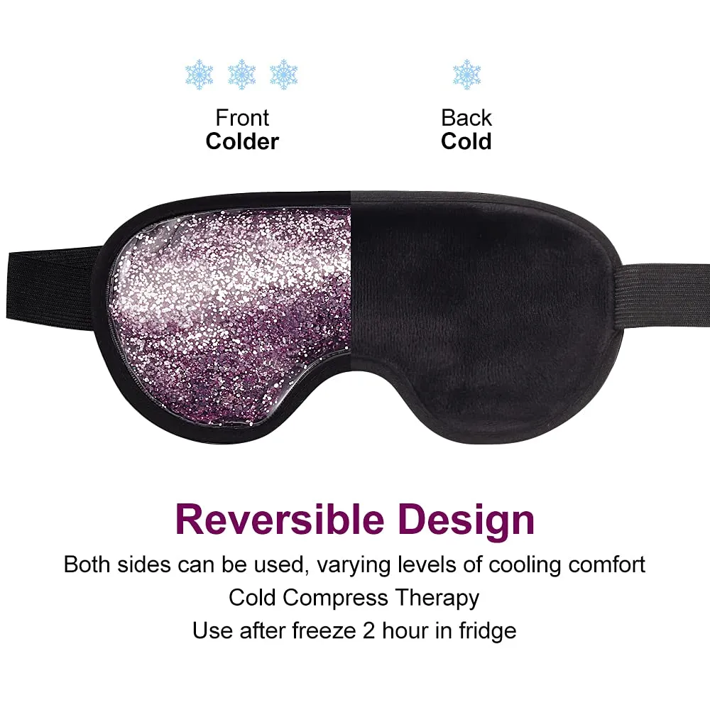 AneouLife Cooling Gel Mask for Puffy Eyes, Reusable Hot Cold Therapy Eye Mask for Migraine, Headache, Dark Circles, Dry/Swollen Eyes, Sinus Pain - Purple