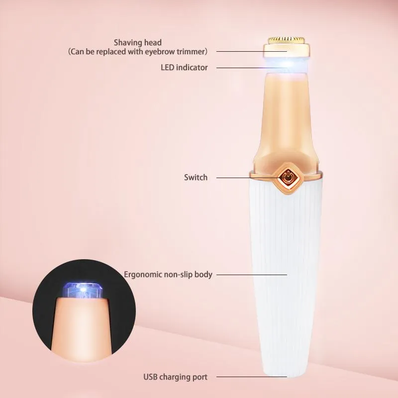 Angel Decoration 2 In 1 Rechargeable Electric Lady Shaver Hair Remover Eyebrow Trimmer