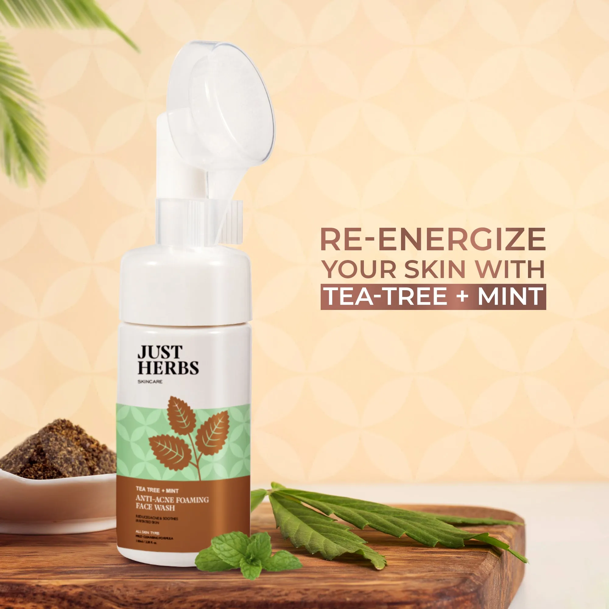 Anti Acne Foaming Face Wash with Tea Tree & Mint - Just Herbs