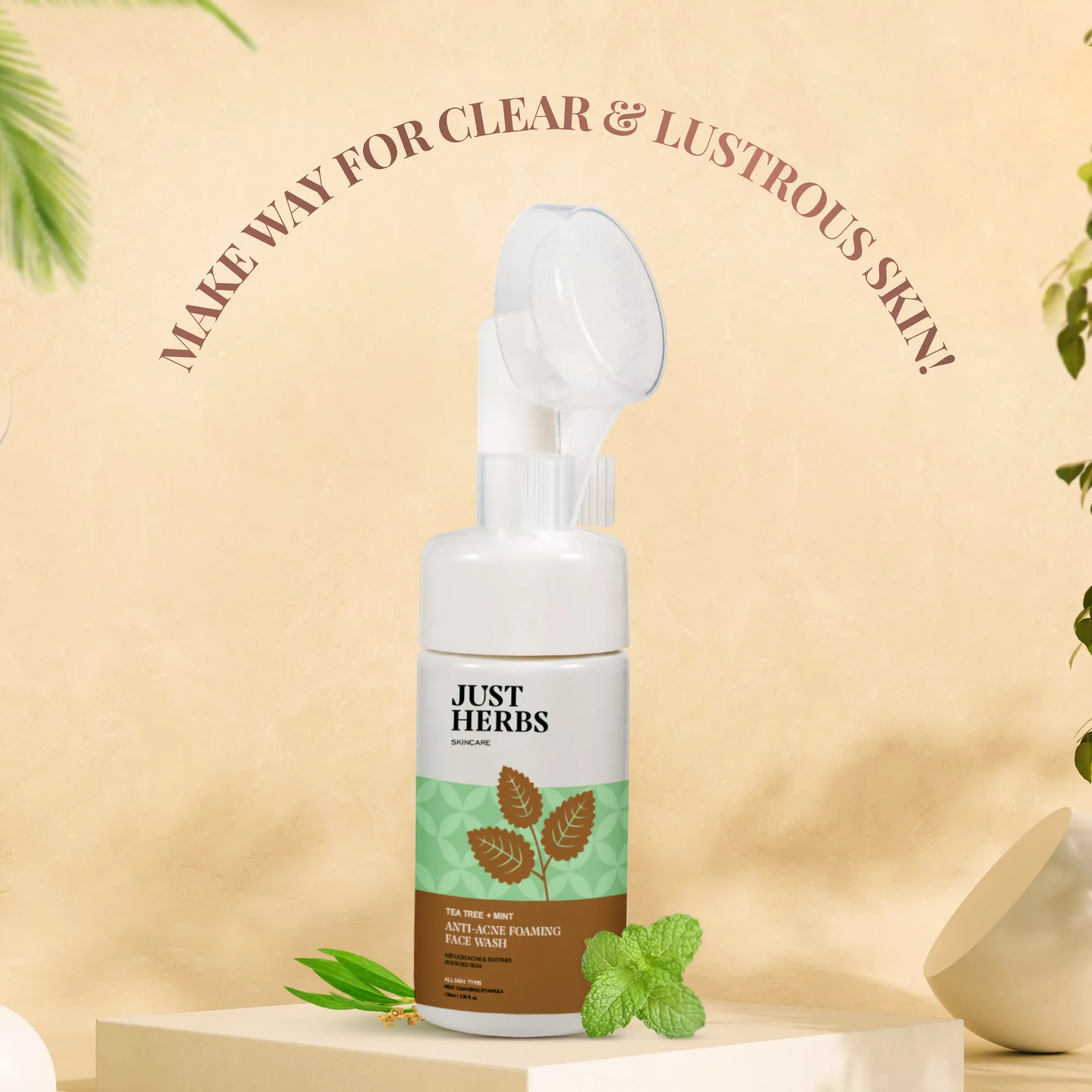Anti Acne Foaming Face Wash with Tea Tree & Mint - Just Herbs