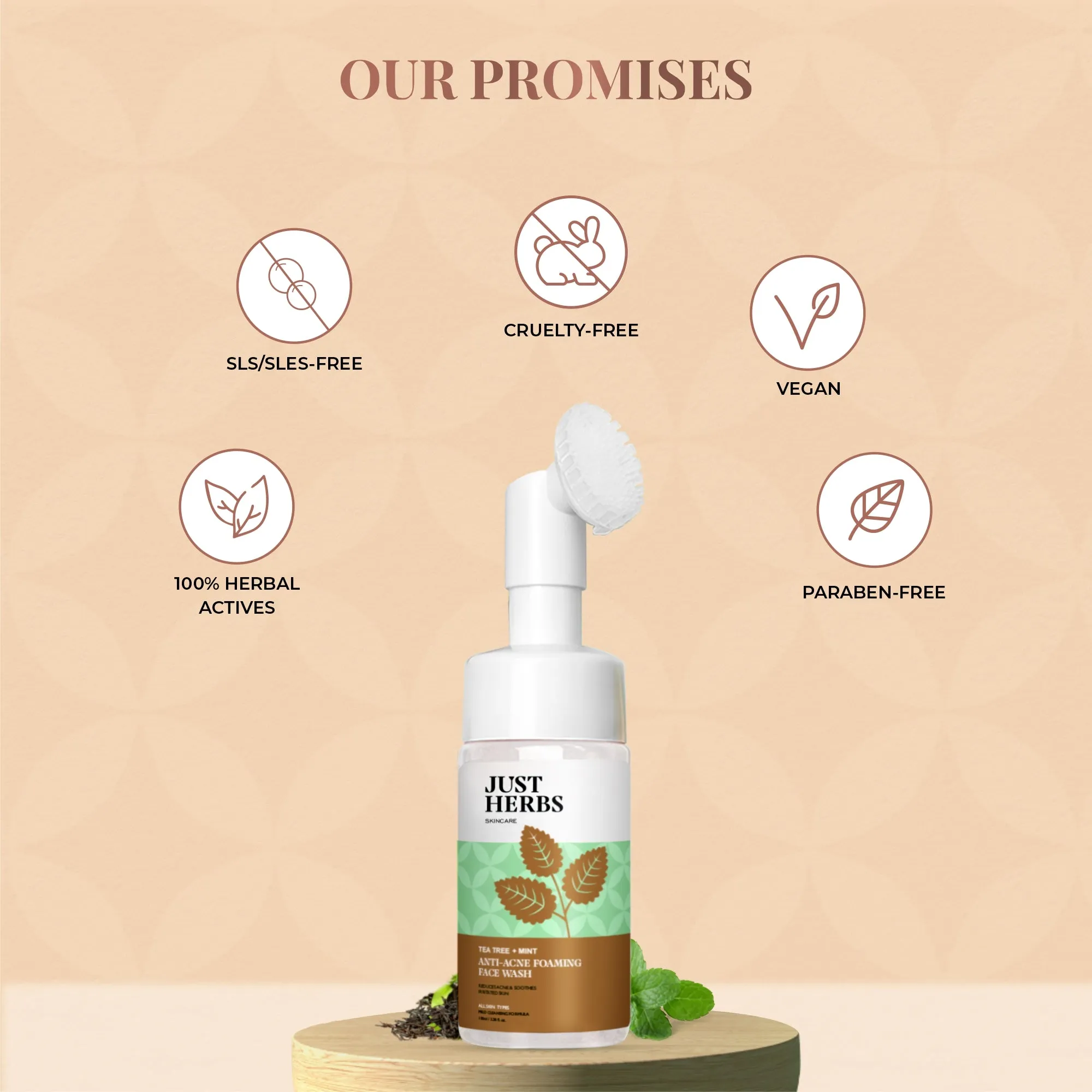 Anti Acne Foaming Face Wash with Tea Tree & Mint - Just Herbs