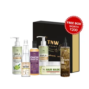 Anti-Hair fall Hamper (Amla Hair Conditioner, 5 in 1 Hair Serum, Onion Hair Oil, Amla shampoo, Hair mask, Herb Platter Oil   Get a FREE Gift Box)