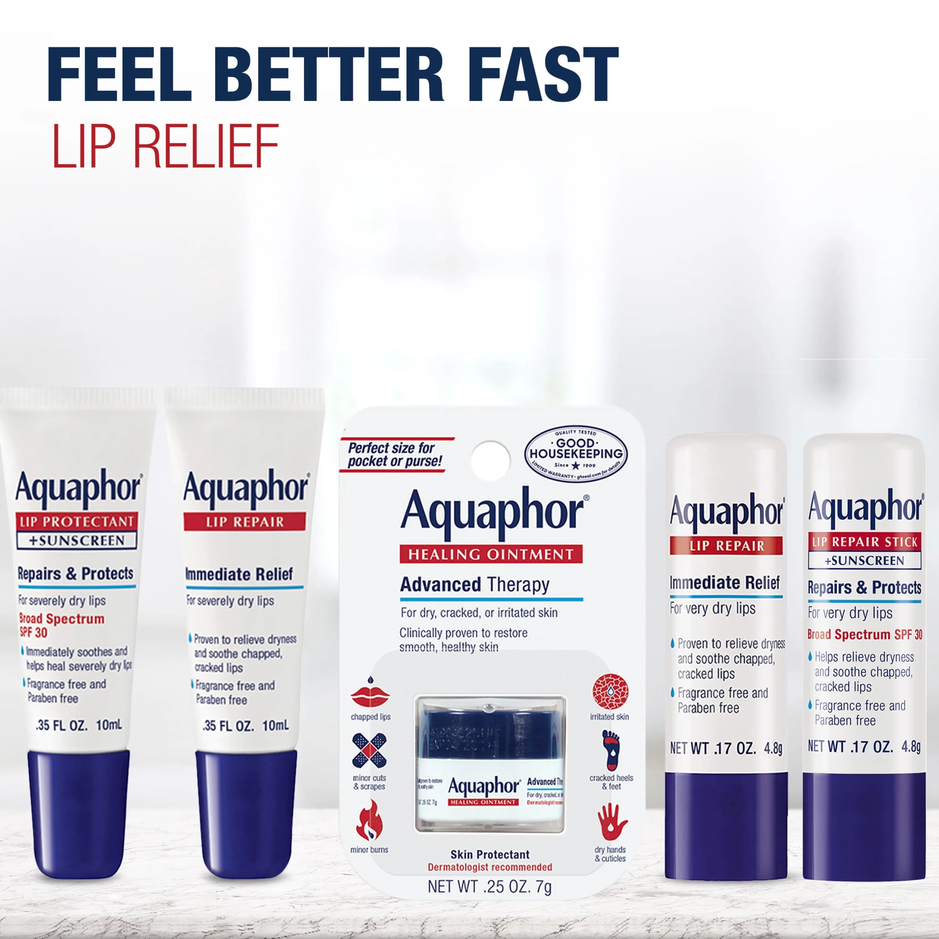 Aquaphor Lip Repair Lip Balm with Sunscreen, Lip Balm SPF 30, 0.35 Oz Tube