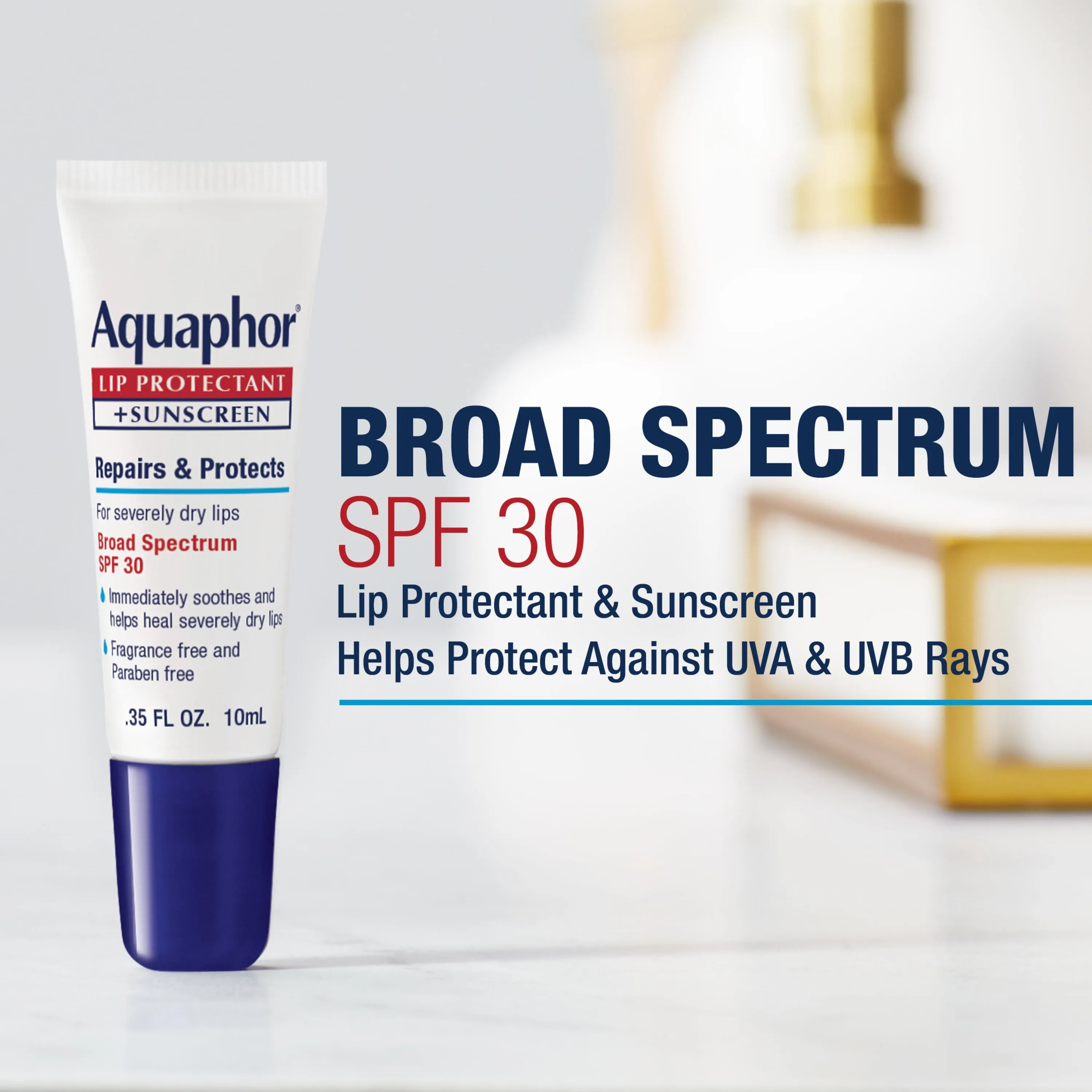 Aquaphor Lip Repair Lip Balm with Sunscreen, Lip Balm SPF 30, 0.35 Oz Tube