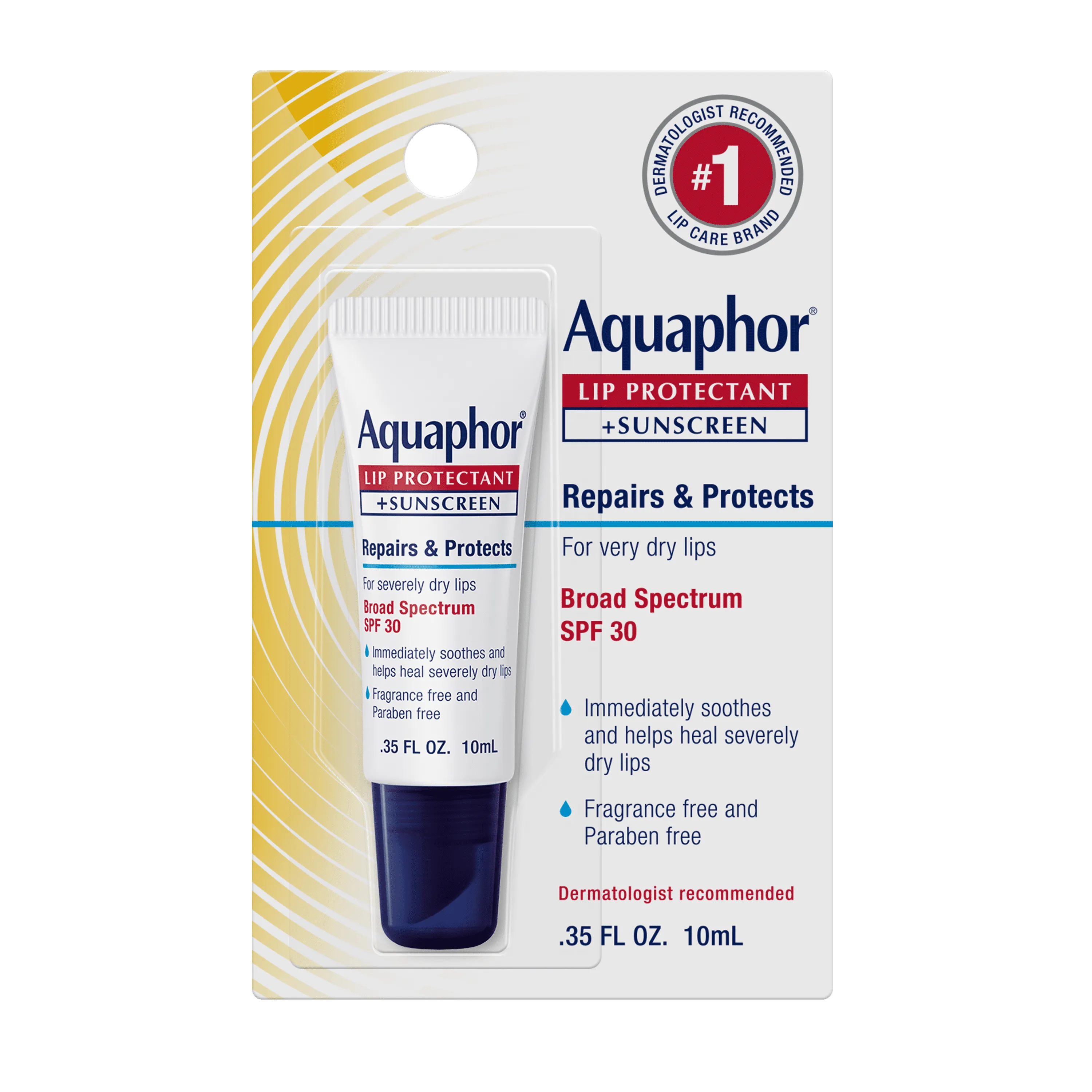 Aquaphor Lip Repair Lip Balm with Sunscreen, Lip Balm SPF 30, 0.35 Oz Tube