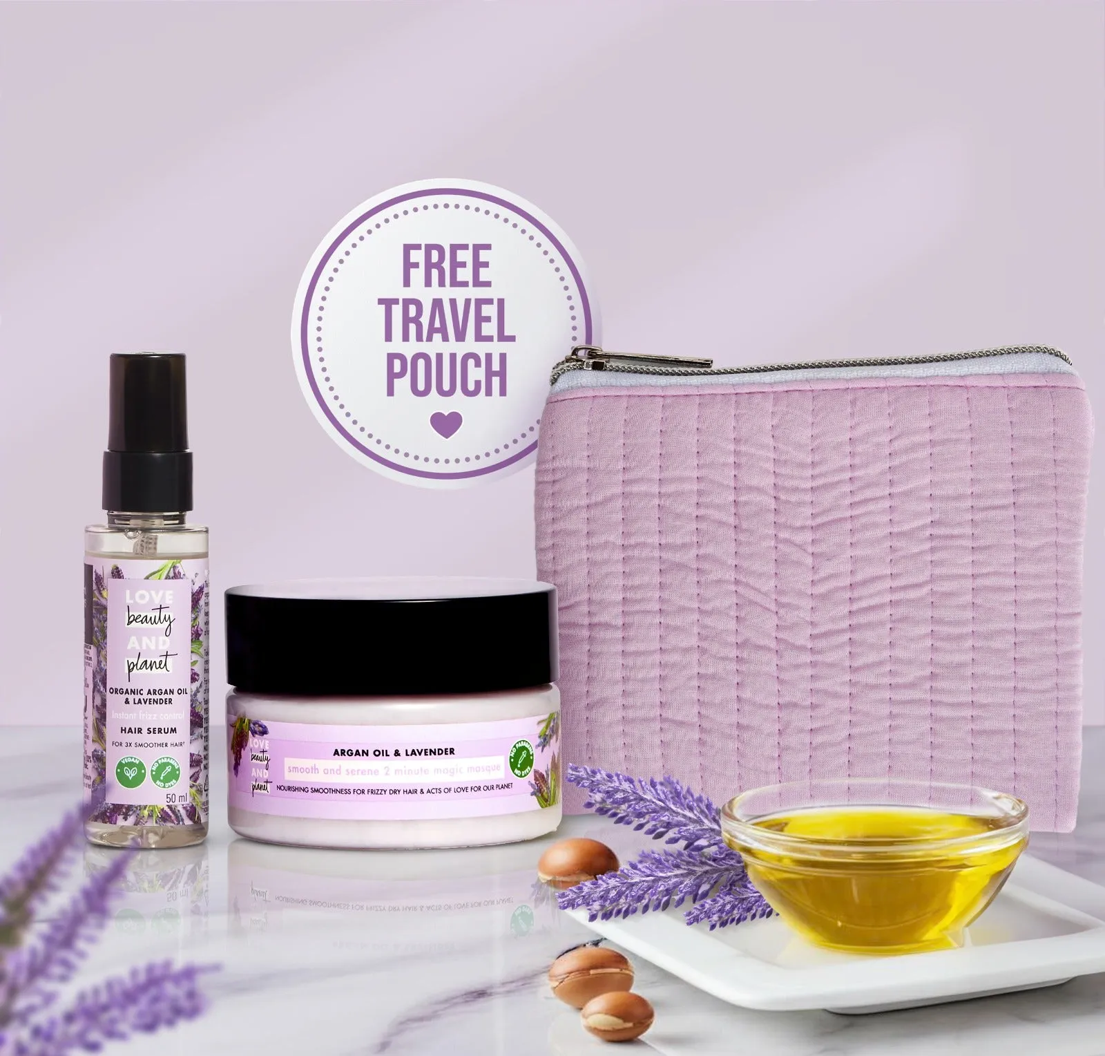 Argan & Lavender Mask   hair Serum combo   Pouch