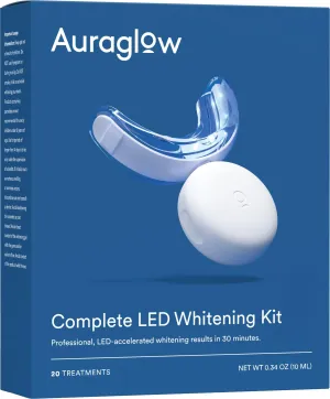 Auraglow Teeth Whitening Kit, LED Accelerator Light, 35% Carbamide Peroxide Teeth Whitening Gel, 20  Whitening Treatments, (2) 5mL Whitening Gel Syringes, Whiten Teeth Faster