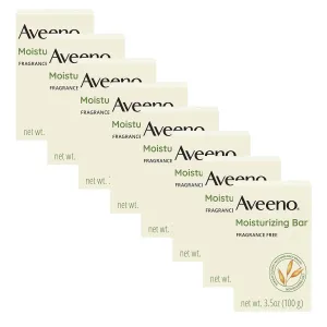 Aveeno Gentle Moisturizing Face Cleansing Bar, Daily Facial Cleanser Bar with Nourishing Oat for Dry Skin, Gently Cleanses & Soothes Skin, Non-Comedogenic & Fragrance-Free, 3.5 oz (Pack Of 8)