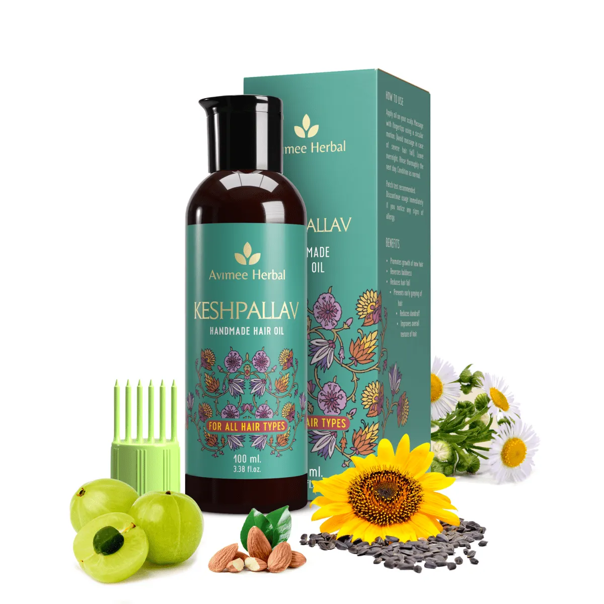 Avimee Herbal Hair Growth Kit: Keshpallav Hair Oil, Shakuntala Hair Cleanser And Scalptone Hair Growth Serum