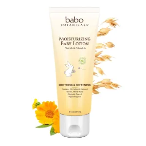 Babo Botanicals Moisturizing Lotion - Face & Body Plant-Based Lotion for Babies, Kids & Adults with Sensitive or Dry Skin - with Colloidal Oatmeal, Organic Calendula & Shea Butter - 8 fl. oz. 8 Fl Oz (Pack of 1)