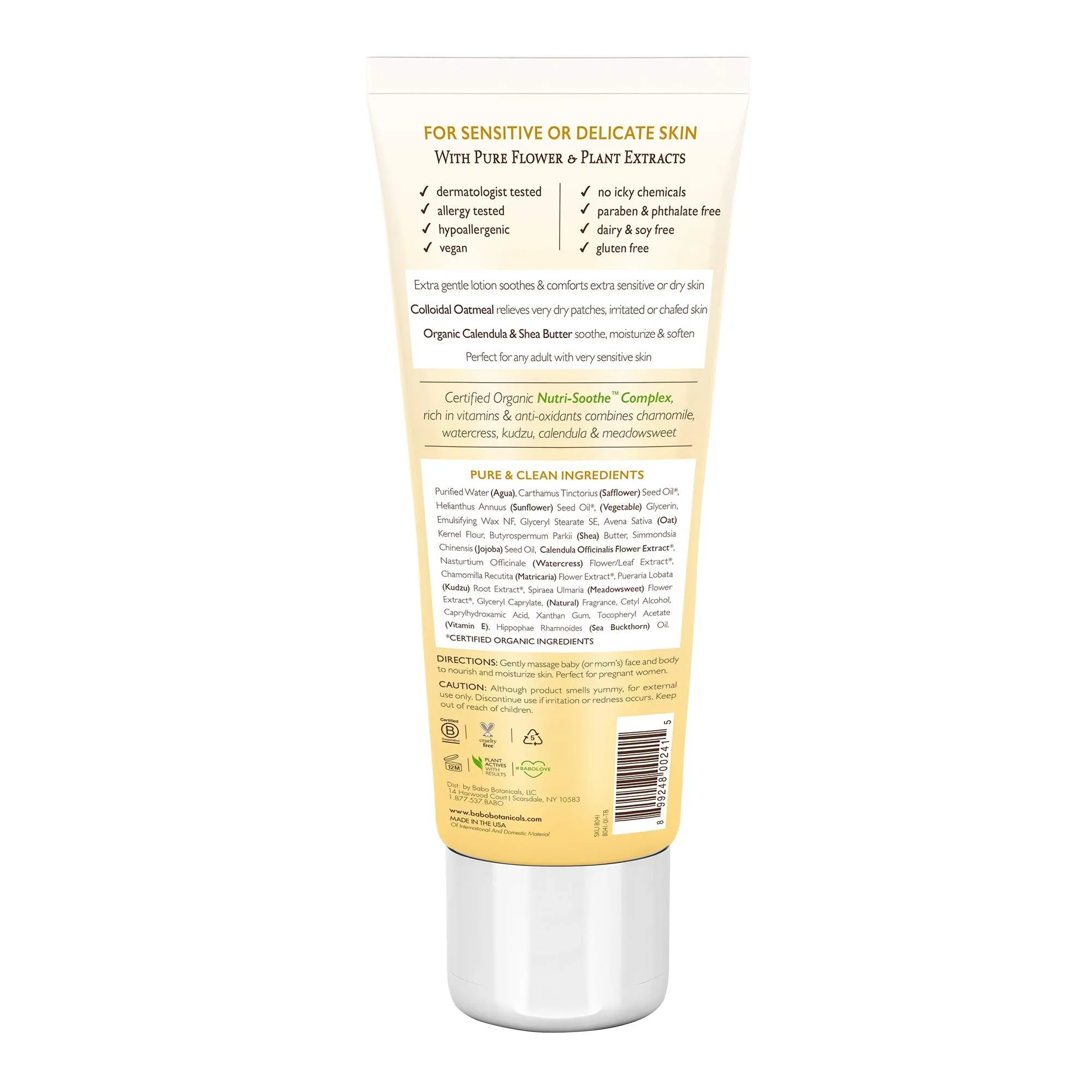 Babo Botanicals Moisturizing Lotion - Face & Body Plant-Based Lotion for Babies, Kids & Adults with Sensitive or Dry Skin - with Colloidal Oatmeal, Organic Calendula & Shea Butter - 8 fl. oz. 8 Fl Oz (Pack of 1)