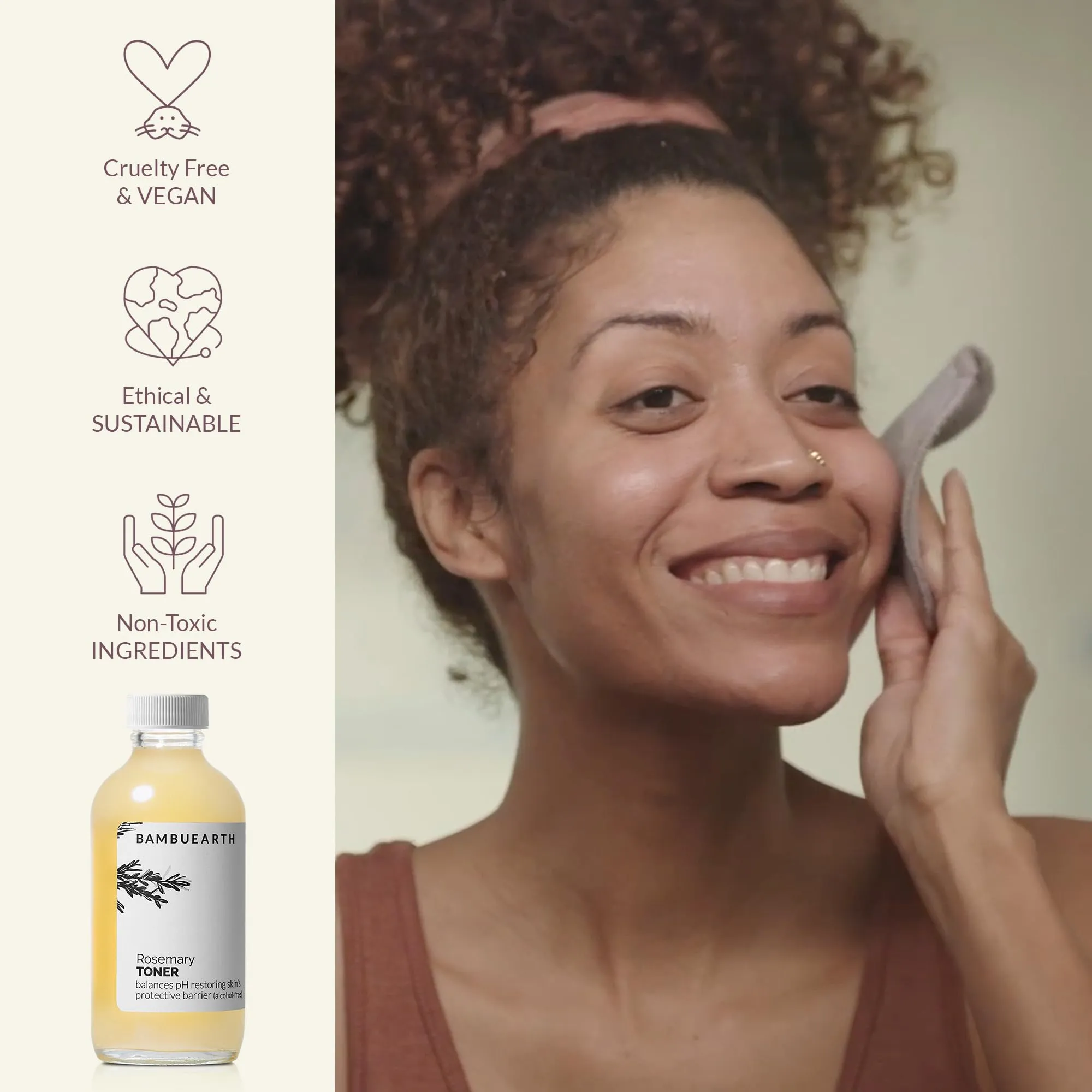 Bambu Earth Rosemary Face Toner with Witch Hazel (4 oz) - Alcohol-Free Toner with Organic Ingredients, Vegan Skincare, and EWG Certified for Healthy Glowing Skin