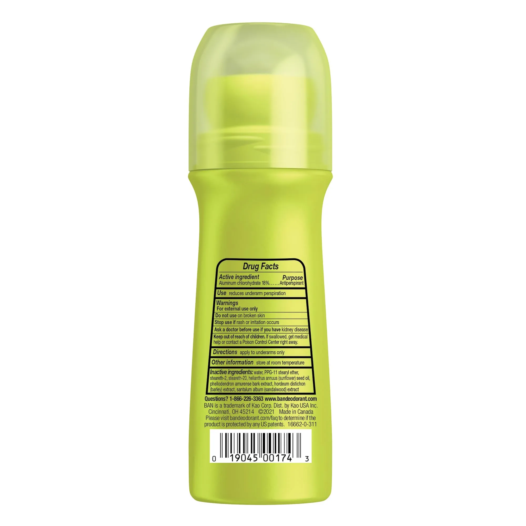 Ban Original Unscented 24-hour Invisible Antiperspirant, Roll-on Deodorant for Women and Men, Underarm Wetness Protection, with Odor-fighting Ingredients, 3.5 Fl Oz (Pack of 2) 3.5 Fl Oz (Pack of 2)