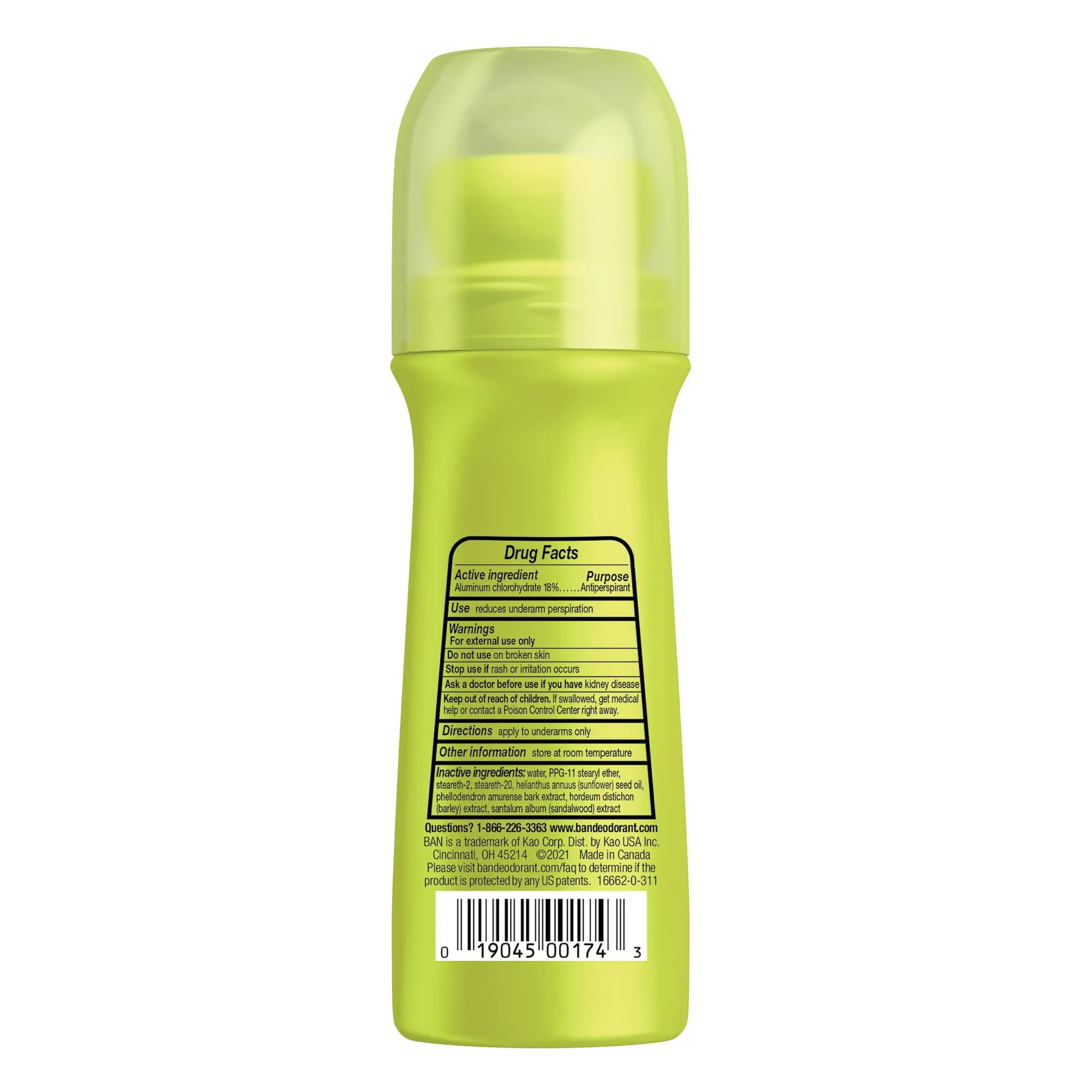 Ban Original Unscented 24-hour Invisible Antiperspirant, Roll-on Deodorant for Women and Men, Underarm Wetness Protection, with Odor-fighting Ingredients, 3.5 Fl Oz (Pack of 2) 3.5 Fl Oz (Pack of 2)