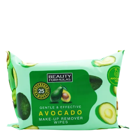 Beauty Formulas Avocado Oil Make-up Wipes - 25 pcs