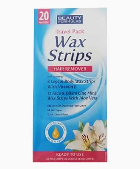 Beauty Formulas Hair Remover Wax Strips Travel Pack 20 Strips
