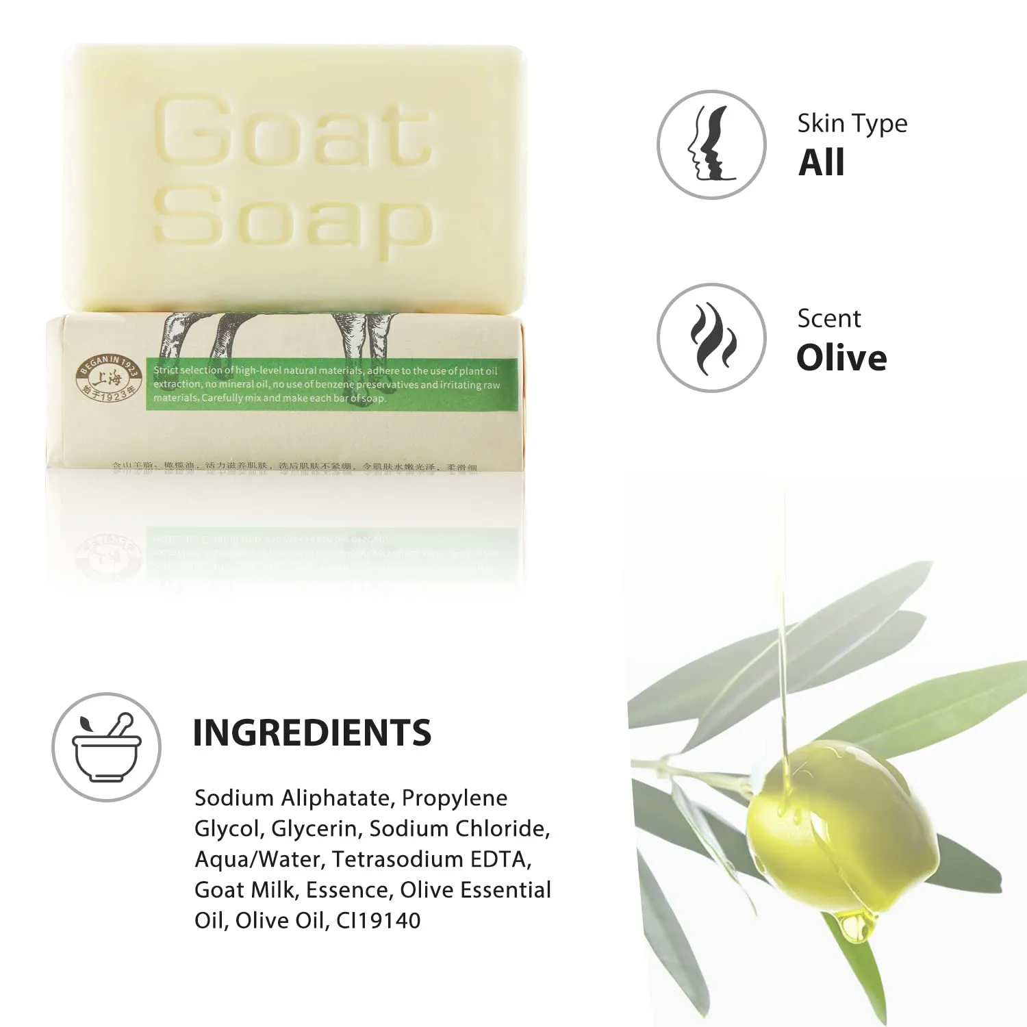 Bee & Flower Goat Milk Soap Moisturizing Cleansing Bar Soap for Face and Body Individually Wrapped Soap Bars, 9 Oz (Olive Oil)