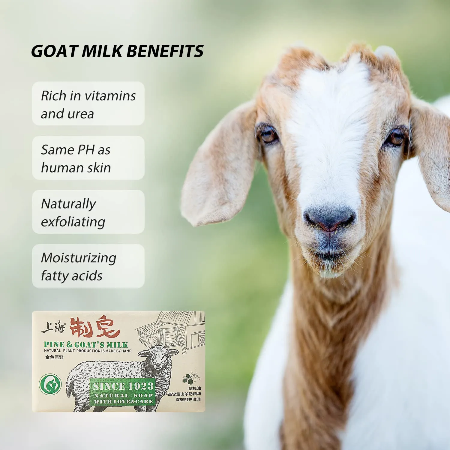 Bee & Flower Goat Milk Soap Moisturizing Cleansing Bar Soap for Face and Body Individually Wrapped Soap Bars, 9 Oz (Olive Oil)