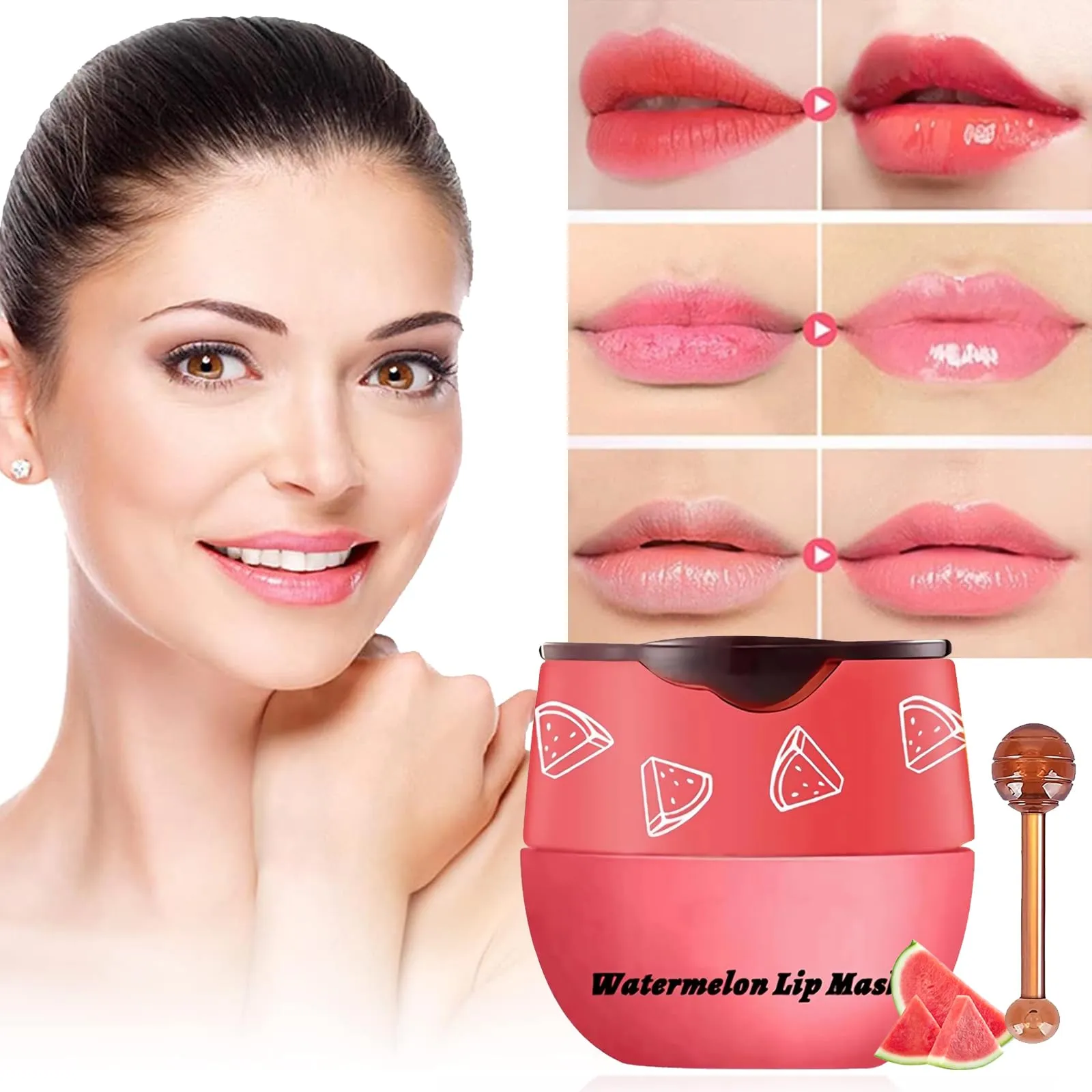 Bee Lip Balm Honey Pot, Strawberry & Honey Moisturizing Propolis Lip Mask, Hydrating & Prevention Dry and Cracked Lip Scrubs Exfoliator, Reduces Lip Lines (Red Yellow Pink)