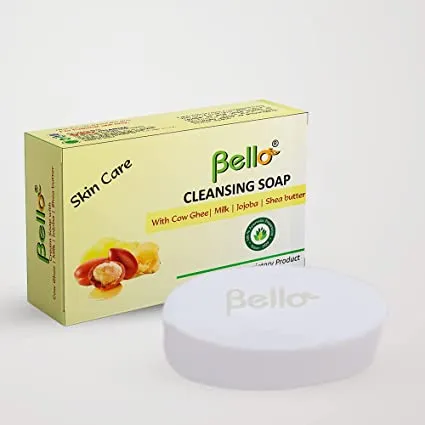 Bello Cleansing Soap with Cow Ghee, Milk, Jojoba & Shea butter, 100G - Pack of 4