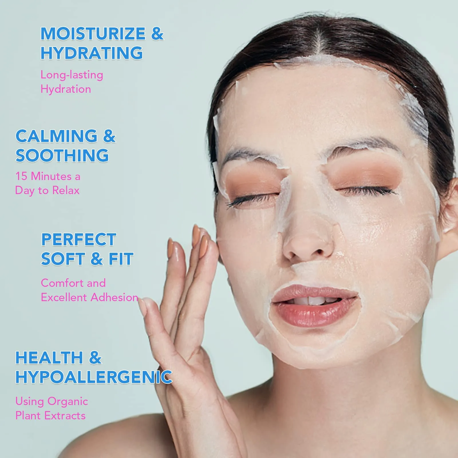 BESNEL 48 Packs Collagen Sheet Facial Masks,Plant Extract and Sodium Hyaluronate,Effective Care for All Skin Types,Skincare Spa Korean Face Mask