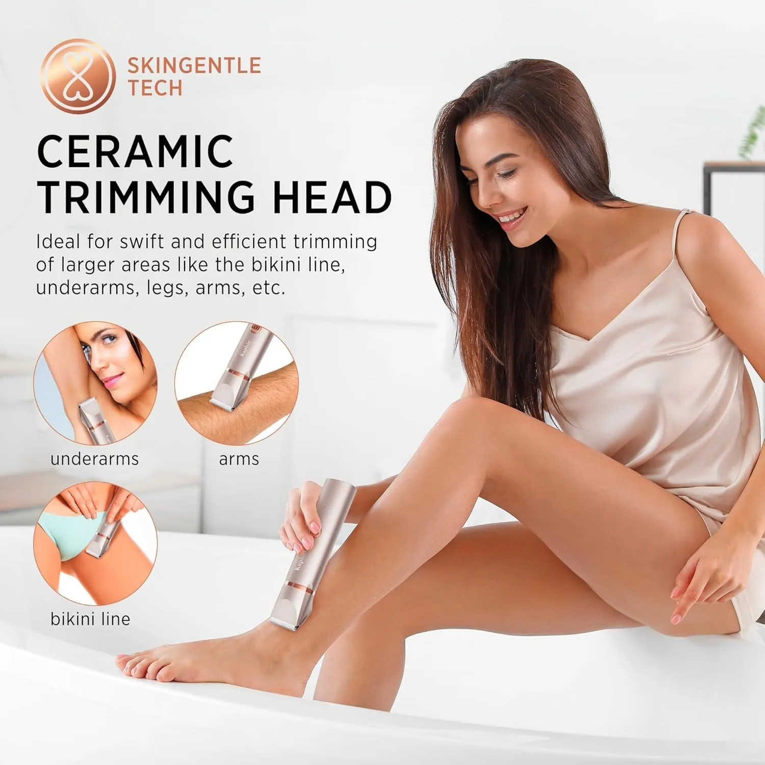 Bikini Trimmer for Women Pubic Hair 2 in 1 Eletctric Shaver for Women Rechargeable Eletctric Shaver for Women IPX7 Waterproof Bikini Trimmer for Armpit Arm Body Face (Rose Gold) Rose Gold