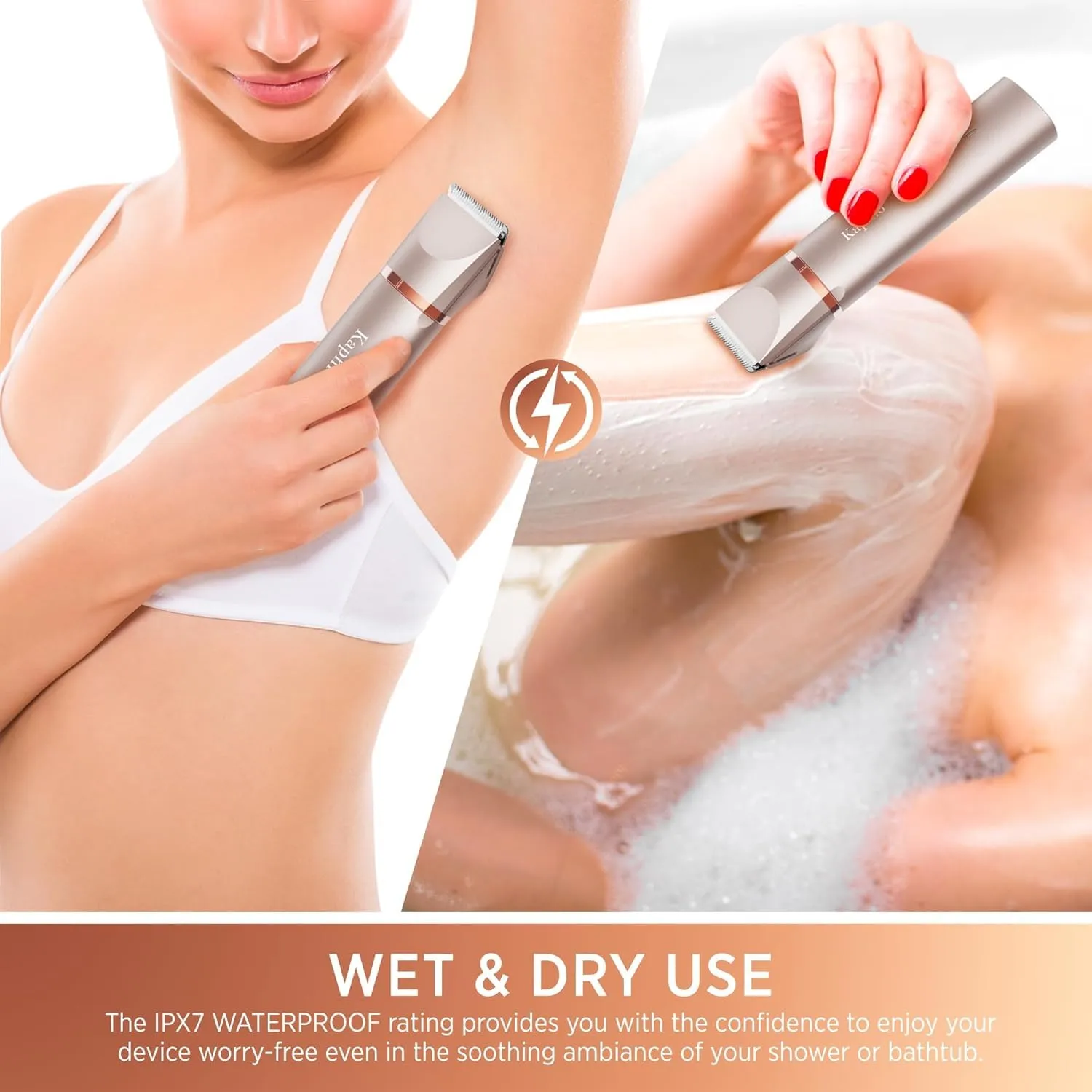Bikini Trimmer for Women Pubic Hair 2 in 1 Eletctric Shaver for Women Rechargeable Eletctric Shaver for Women IPX7 Waterproof Bikini Trimmer for Armpit Arm Body Face (Rose Gold) Rose Gold