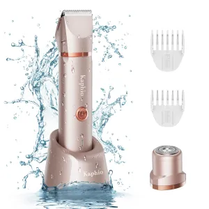 Bikini Trimmer for Women Pubic Hair 2 in 1 Eletctric Shaver for Women Rechargeable Eletctric Shaver for Women IPX7 Waterproof Bikini Trimmer for Armpit Arm Body Face (Rose Gold) Rose Gold