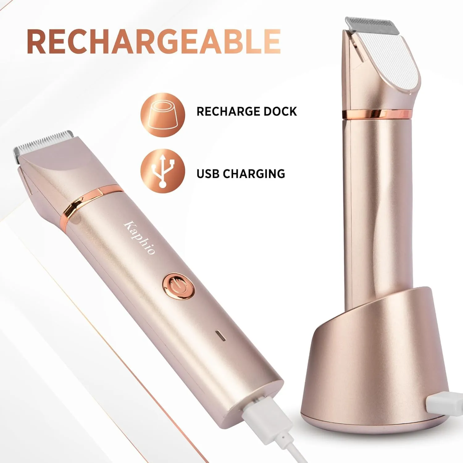Bikini Trimmer for Women Pubic Hair 2 in 1 Eletctric Shaver for Women Rechargeable Eletctric Shaver for Women IPX7 Waterproof Bikini Trimmer for Armpit Arm Body Face (Rose Gold) Rose Gold