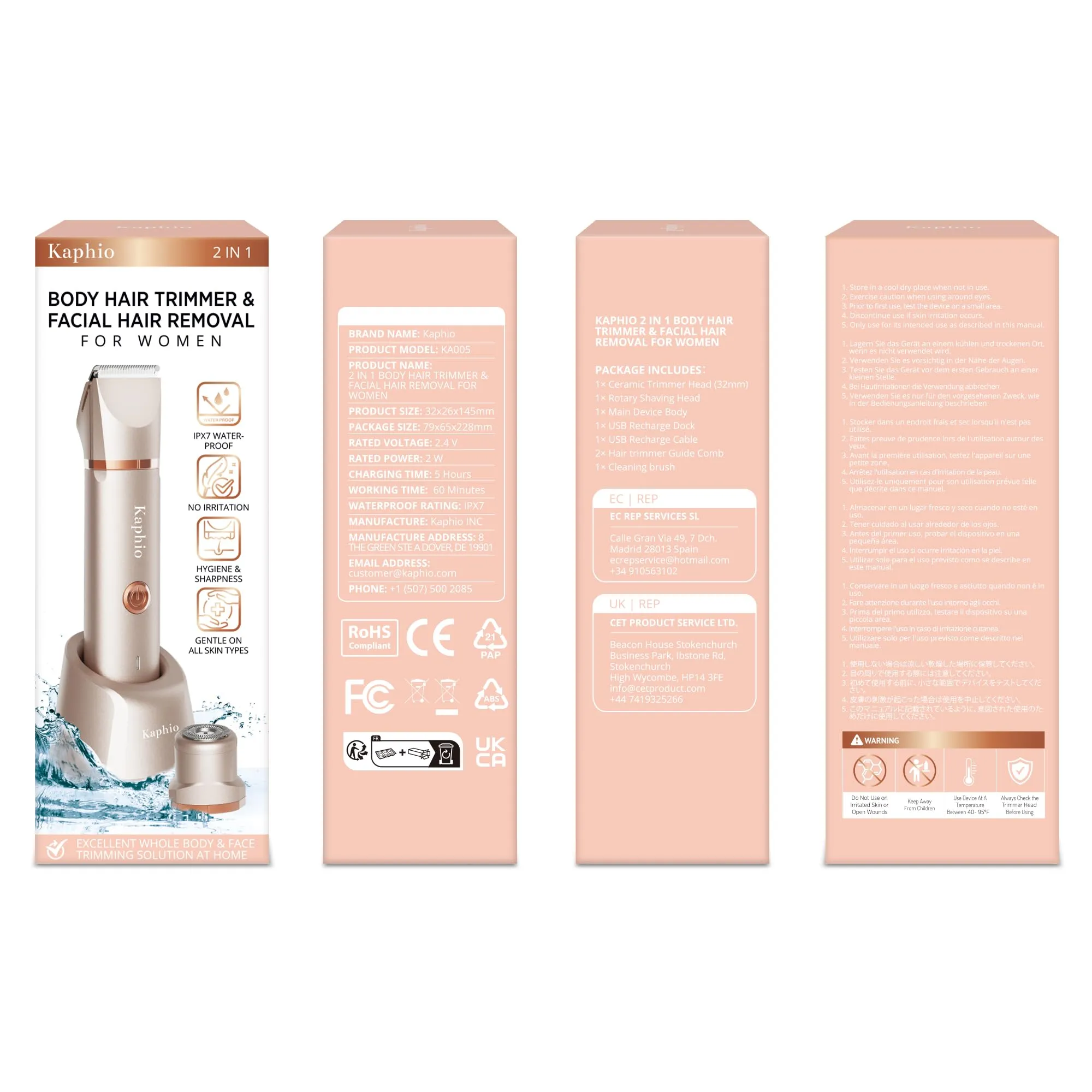 Bikini Trimmer for Women Pubic Hair 2 in 1 Eletctric Shaver for Women Rechargeable Eletctric Shaver for Women IPX7 Waterproof Bikini Trimmer for Armpit Arm Body Face (Rose Gold) Rose Gold