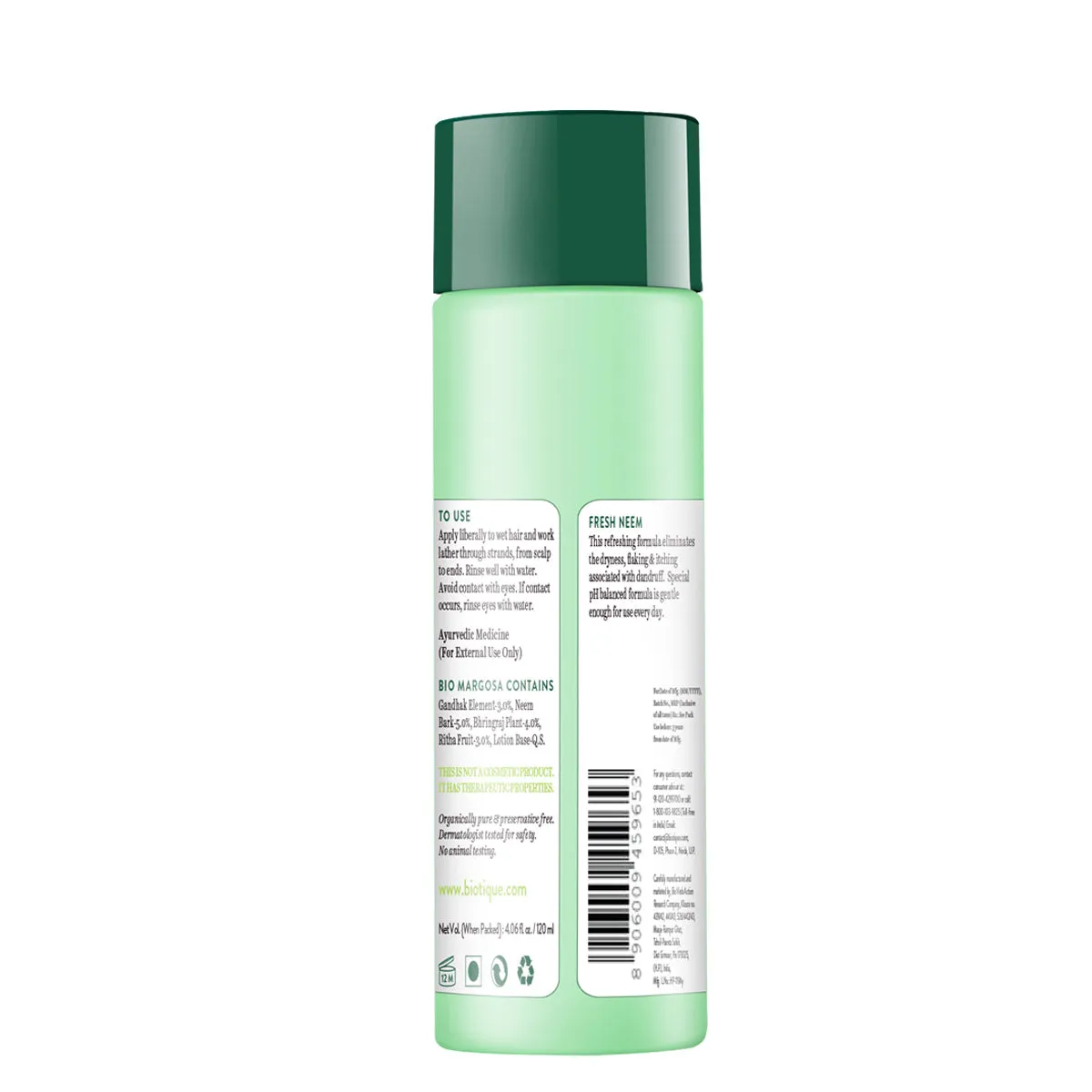 Biotique Fresh Neem Margosa Anti Dandruff Shampoo and Conditioner 180ml (Pack of 2)