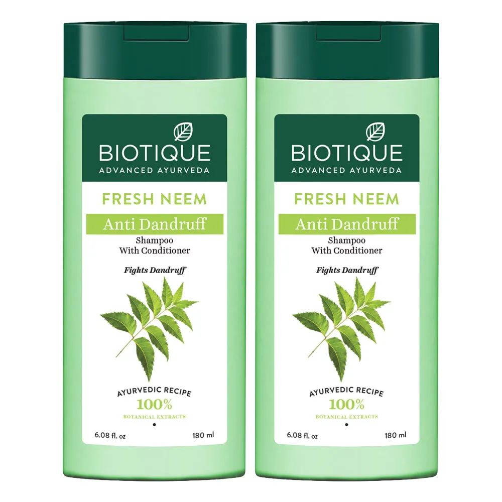 Biotique Fresh Neem Margosa Anti Dandruff Shampoo and Conditioner 180ml (Pack of 2)
