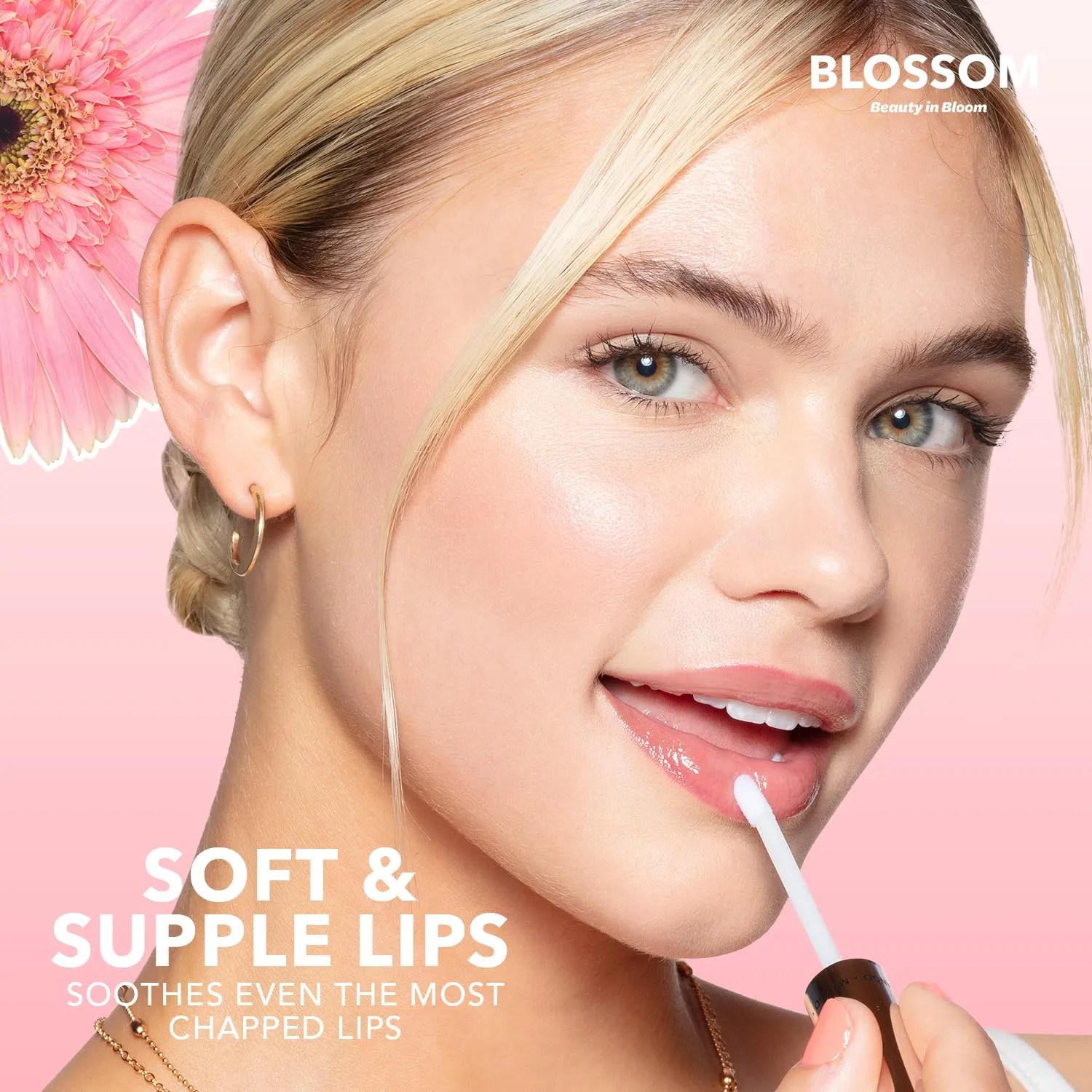 Blossom Moisturizing and Hydrating Shimmer Sparkle Lip Oil with Olive Oil   Grape Seed Oil, Infused with Real Flowers, 3g, Watermelon