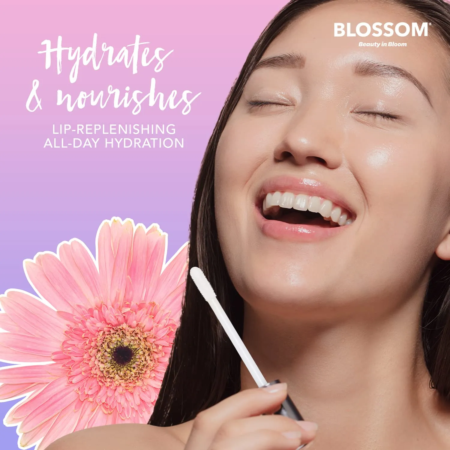 Blossom Moisturizing and Hydrating Shimmer Sparkle Lip Oil with Olive Oil   Grape Seed Oil, Infused with Real Flowers, 3g, Watermelon