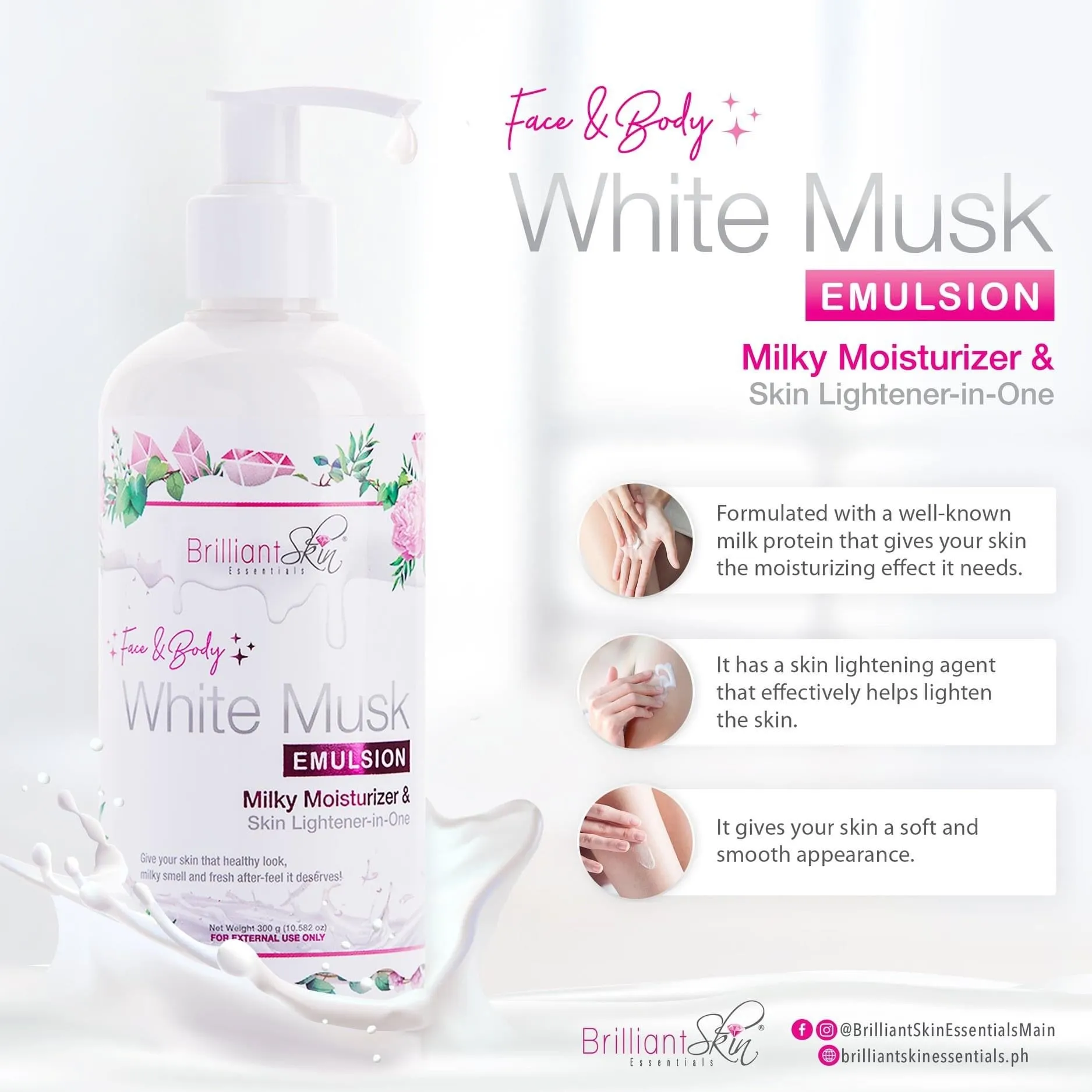 Brilliant Skin White Musk Emulsion Face and Body Lotion
