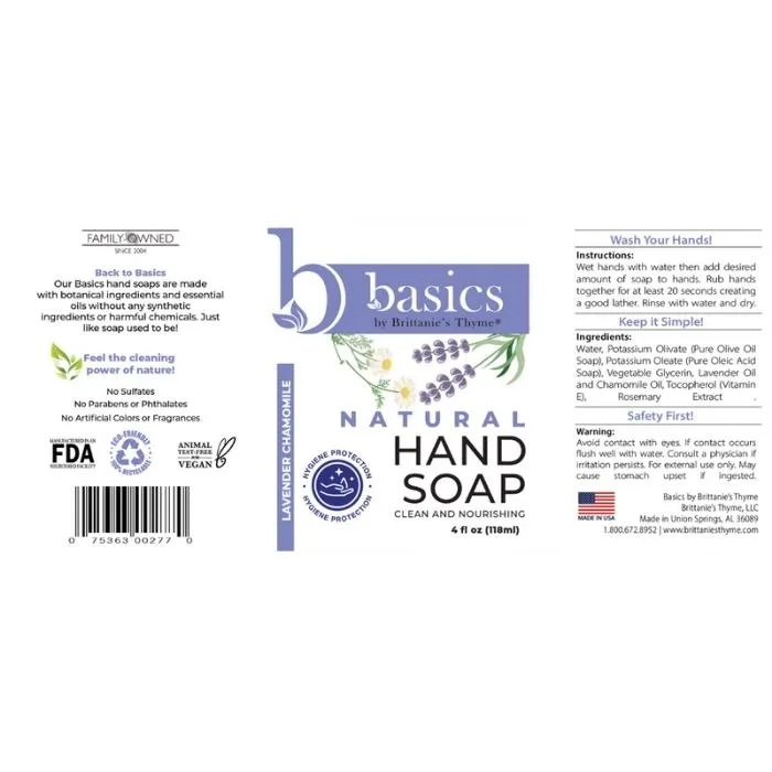 Brittanie's Thyme - Lavender Chamomile Natural Hand Soap, 12 fl oz