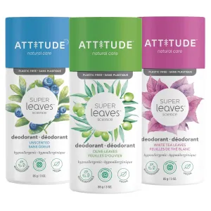 Bundle of 3 Plastic Free Deodorants : SUPER LEAVES™ : Subtle scents mix
