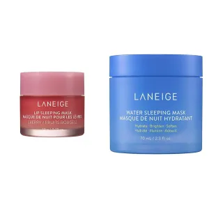 Bundle of LANEIGE Lip Sleeping Mask: Nourish & Hydrate with Vitamin C, Antioxidants, 0.7 oz.   LANEIGE Water Sleeping Mask